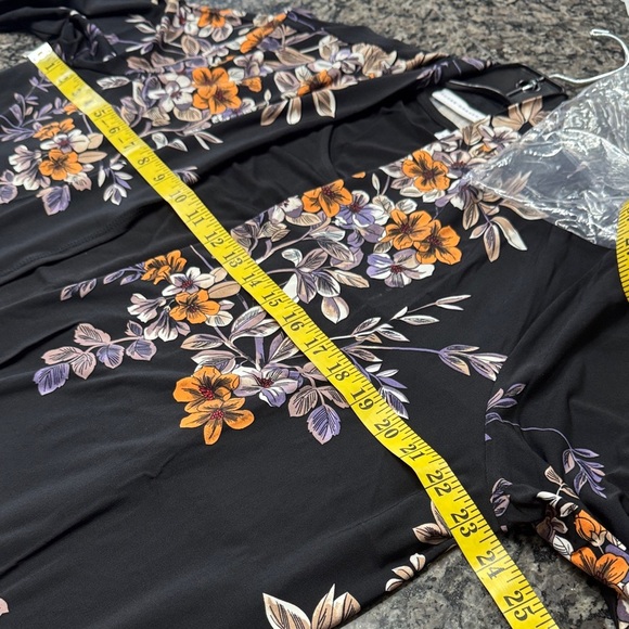 Susan Graver Black Floral Kimono and shirt set NEW L - Picture 7 of 12